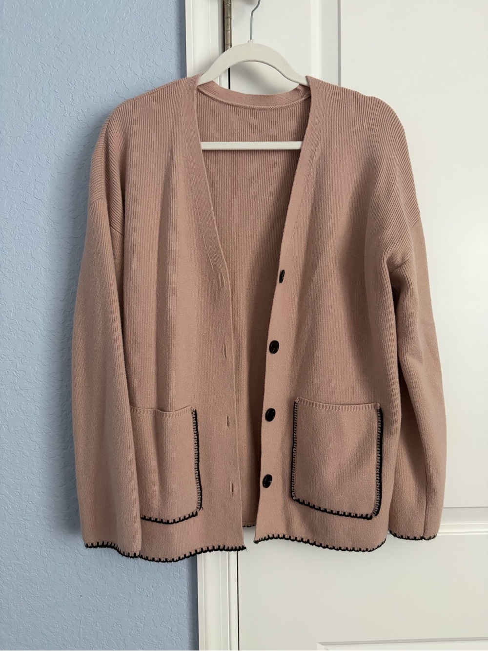 Women's Dusty Rose Button-Up Pocket Cardigan